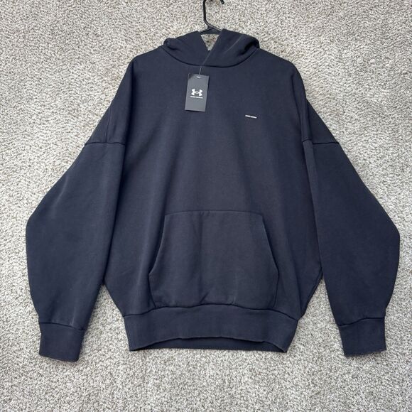 Under Armour Icon Heavyweight Fleece Wash Oversized Hoodie Mens Medium Black New - Picture 1 of 14